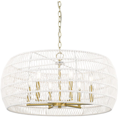 Ellie 6 Light 27.13 inch Modern Brushed Gold Chandelier Ceiling Light